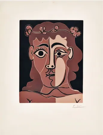 Linograbado Picasso - Jeune Homme Couronné de Feuillage 