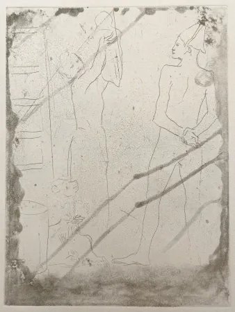 Grabado Picasso - La Famille de Saltimbanques au Macaque