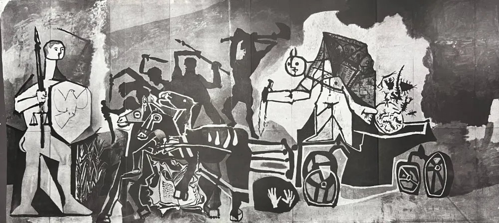 Litografía Picasso - La Guerre et la Paix Rouge Collotype