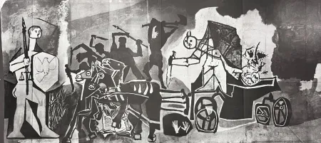 Litografía Picasso - La Guerre et la Paix Rouge Collotype