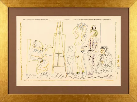 Aguafuerte Picasso - L'atelier du vieux peintre