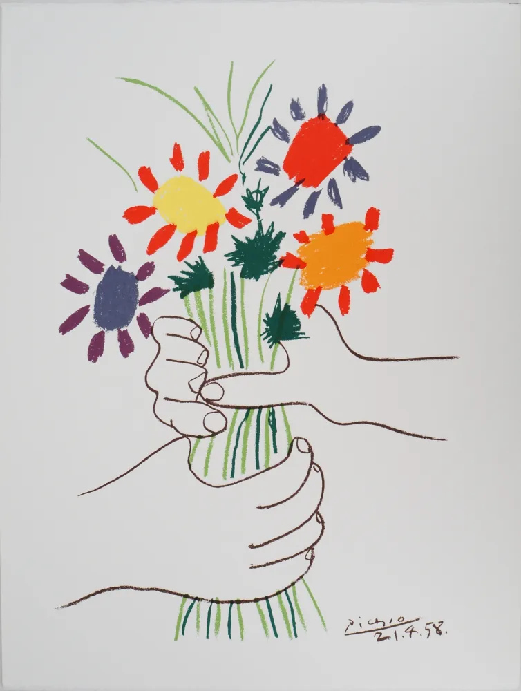 Litografía Picasso - Le bouquet de la Paix