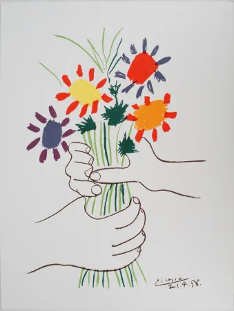 Litografía Picasso - Le bouquet de la Paix