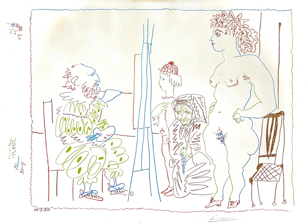 Litografía Picasso -  Le Modele et Deux Personnages 