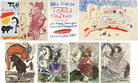 Libro Ilustrado Picasso - Luis Miguel Dominguin. TOROS Y TOREROS. Avec lithographies en couleurs par F. Mourlot d'après Picasso (1961)