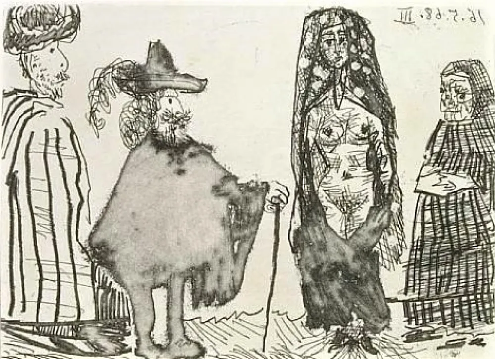 Aguafuerte Y Aguatinta Picasso - Mille et une nuits et Celestine: la jeune esclave