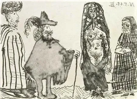 Aguafuerte Y Aguatinta Picasso - Mille et une nuits et Celestine: la jeune esclave