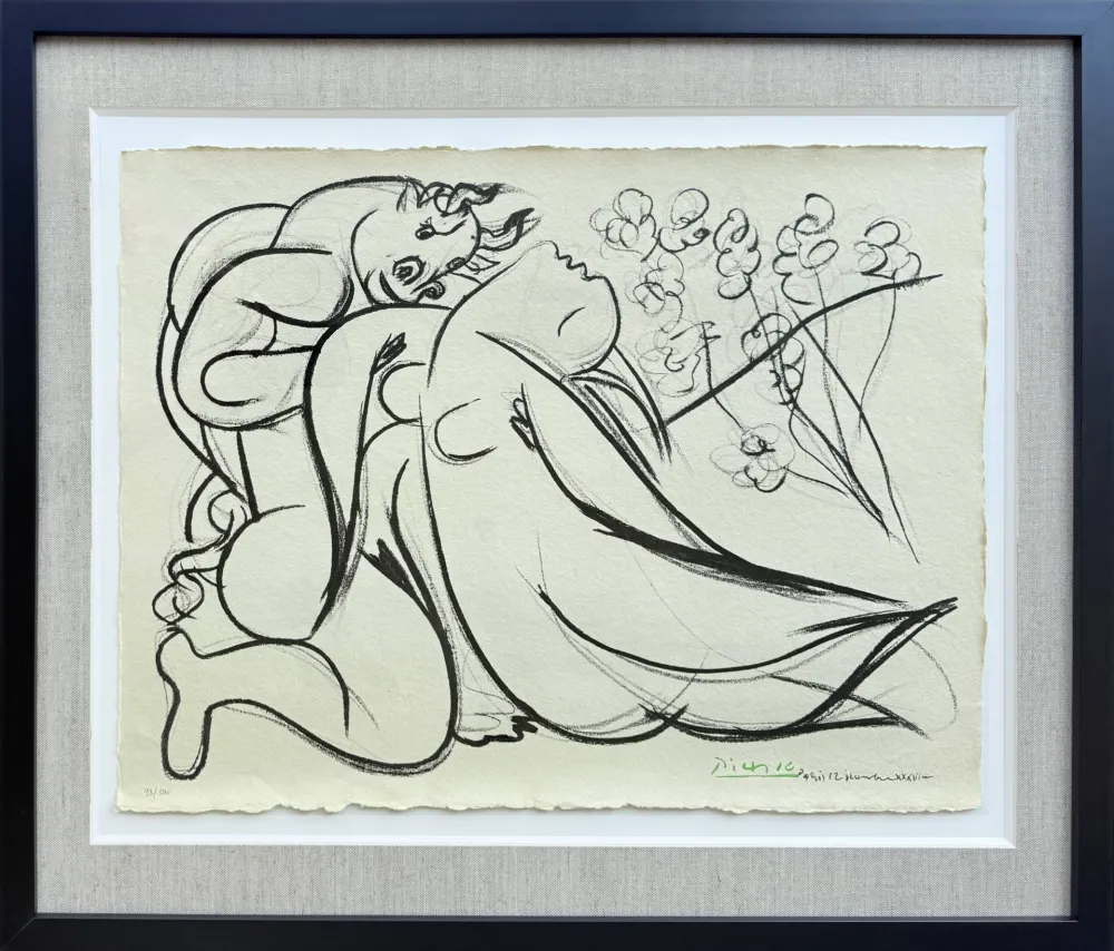 Litografía Picasso - Minoutaure et nue