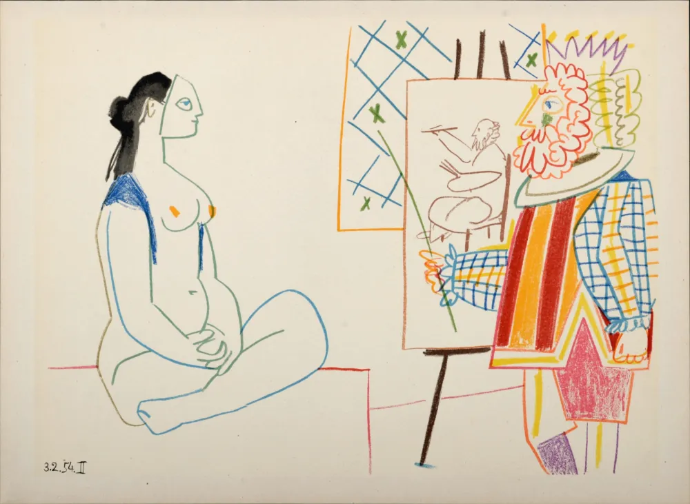 Litografía Picasso - Model & King, 1954