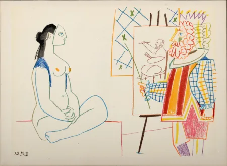 Litografía Picasso - Model & King, 1954