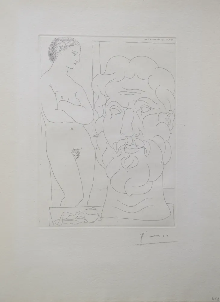 Grabado Picasso - Modèle et Grande Tête Sculptée (B170 Vollard)