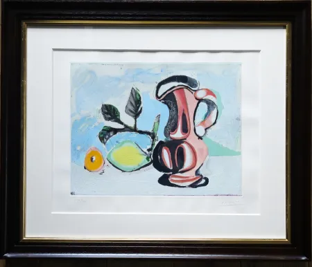Aguatinta Picasso -  Nature morte au citron et au pichet rouge 