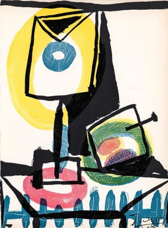 Punta Seca Picasso - Nature morte au verre et à la pomme (Still life with glass and apple)