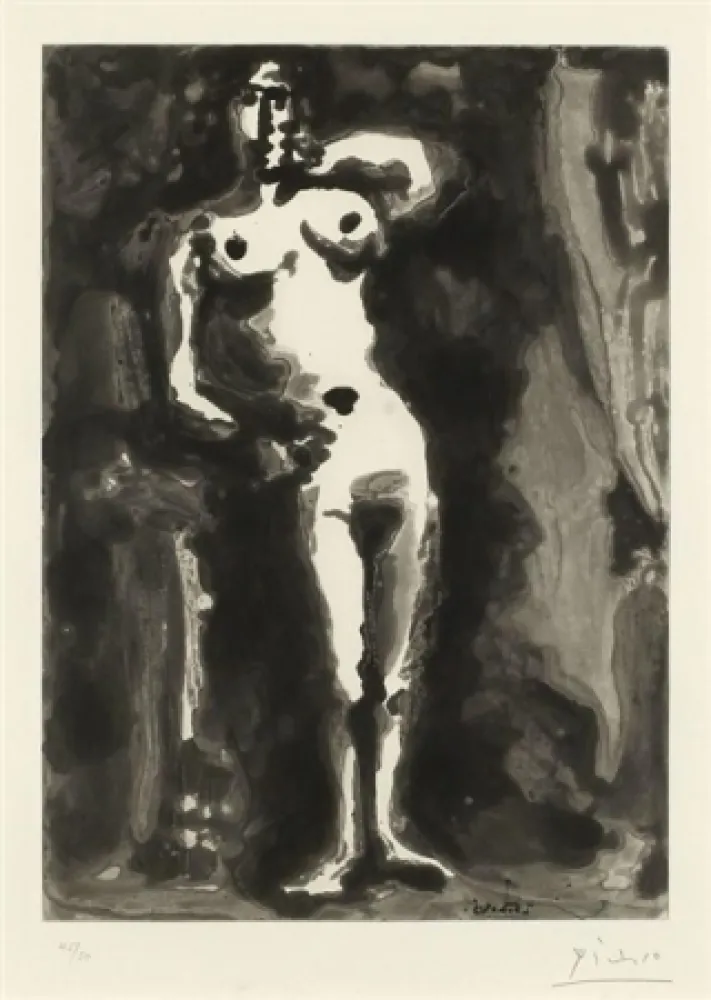 Aguatinta Picasso - Nu accudé, from Sable Mouvant