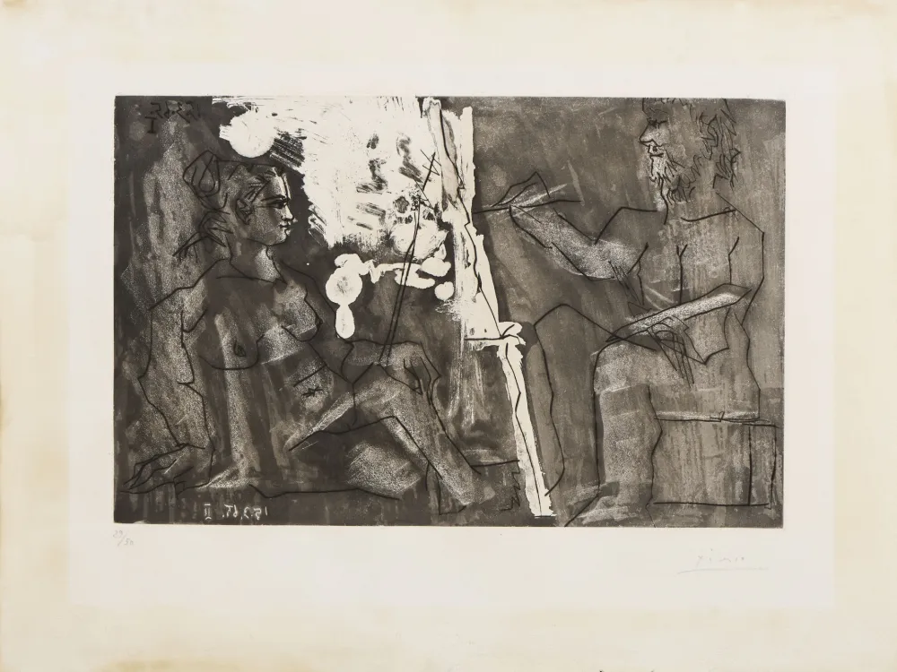 Grabado Picasso - Pablo Picasso (1881–1973) – Dans l’Atelier – Aquatint and drypoint on paper – 1965