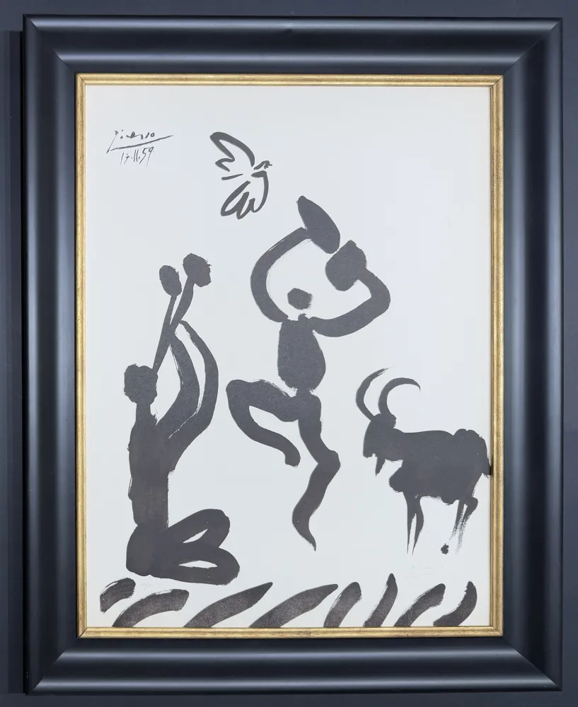 Litografía Picasso - Pablo Picasso (1881–1973) – Danseur et musicien – lithograph on Arches paper – 1959