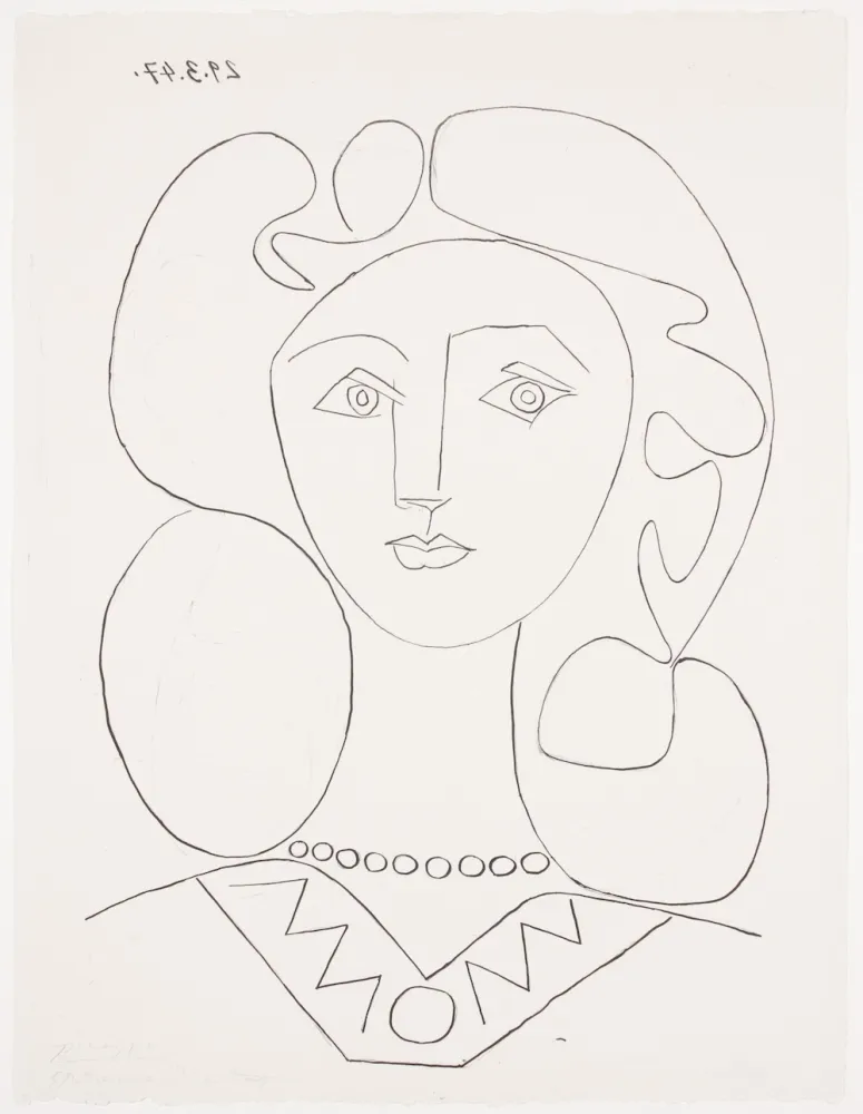 Litografía Picasso - Pablo Picasso- La Femme au Collier, Portrait of Françoise, 1947