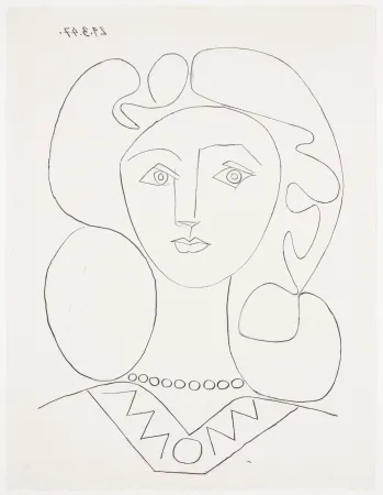 Litografía Picasso - Pablo Picasso- La Femme au Collier, Portrait of Françoise, 1947