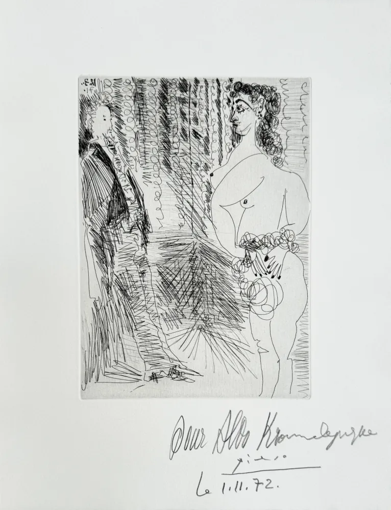 Grabado Picasso - Pablo Picasso – Le Cabinet particulier, Degas et une fille