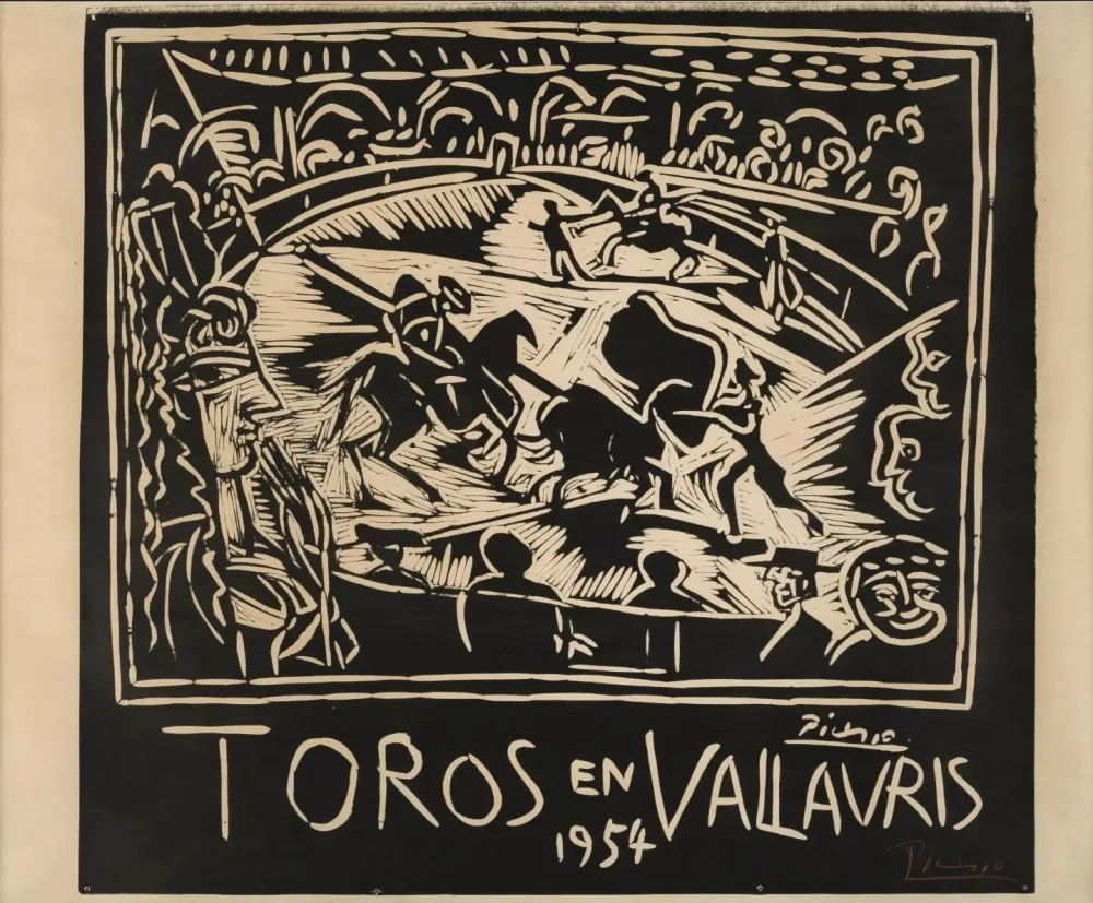 Linograbado Picasso - Pablo Picasso Toros en Vallauris 1954 Linocut / Signed