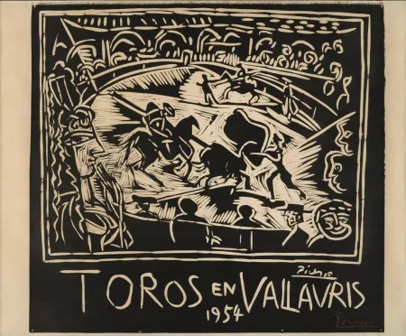Linograbado Picasso - Pablo Picasso Toros en Vallauris 1954 Linocut / Signed