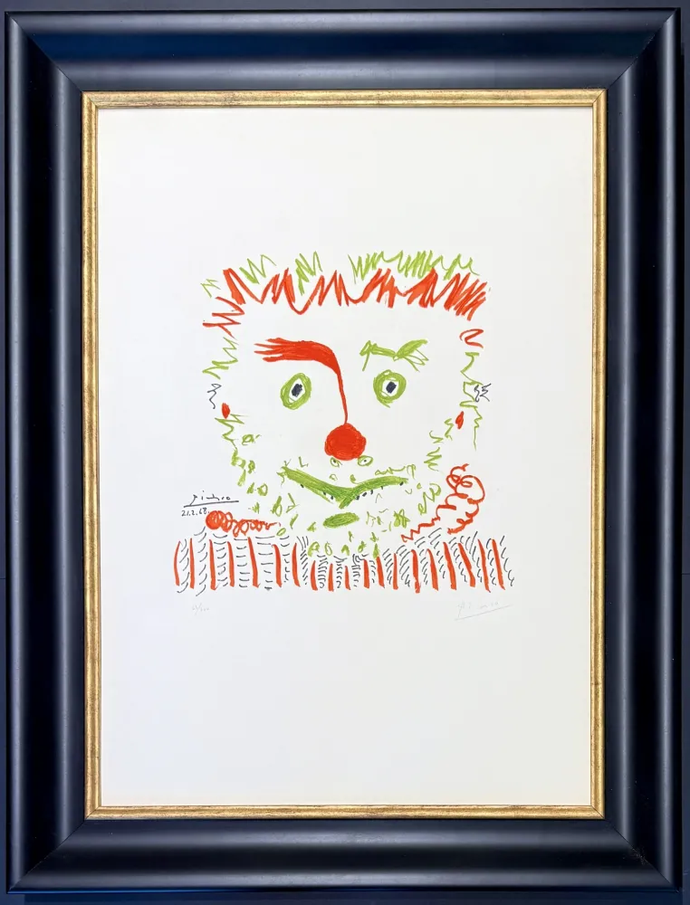 Litografía Picasso - Pablo Picasso(1881–1973) – Clown – Color lithograph on Arches paper – 1968
