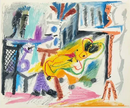 Litografía Picasso - Peintre et modèle