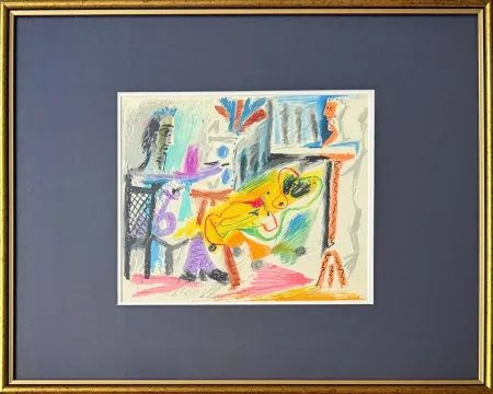 Litografía Picasso - Peintre et modèle