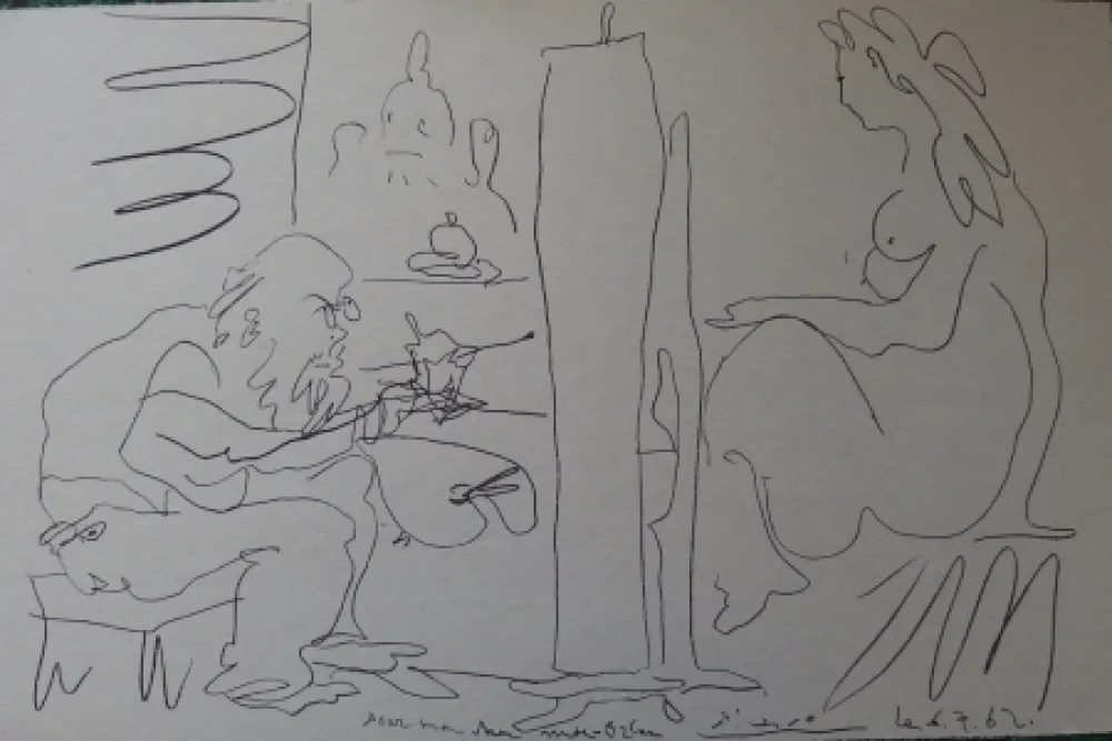 Litografía Picasso - Peintre et modèle dans l'atelier