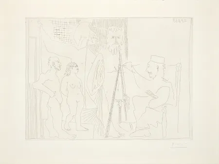 Grabado Picasso - Peintre néo-classique dans son atelier