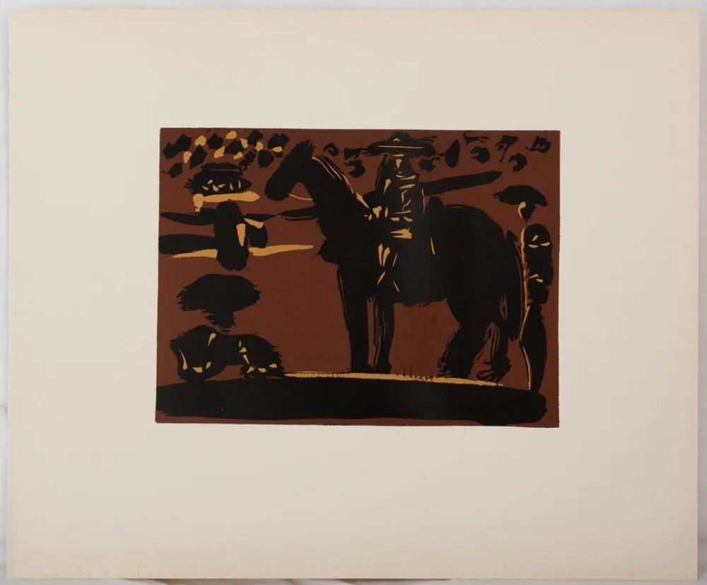 Linograbado Picasso - Picador entrant dans l'arène