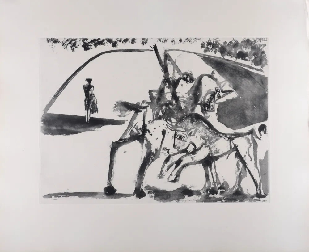 Aguatinta Picasso - Picador et Torero dans l'arène, 1947
