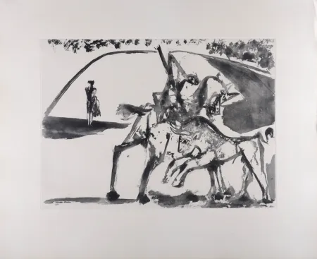 Aguatinta Picasso - Picador et Torero dans l'arène, 1947