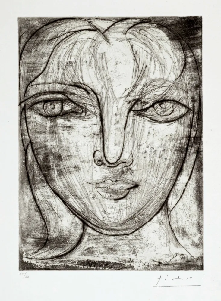 Grabado Picasso - Portrait de Marie-Thérèse de face