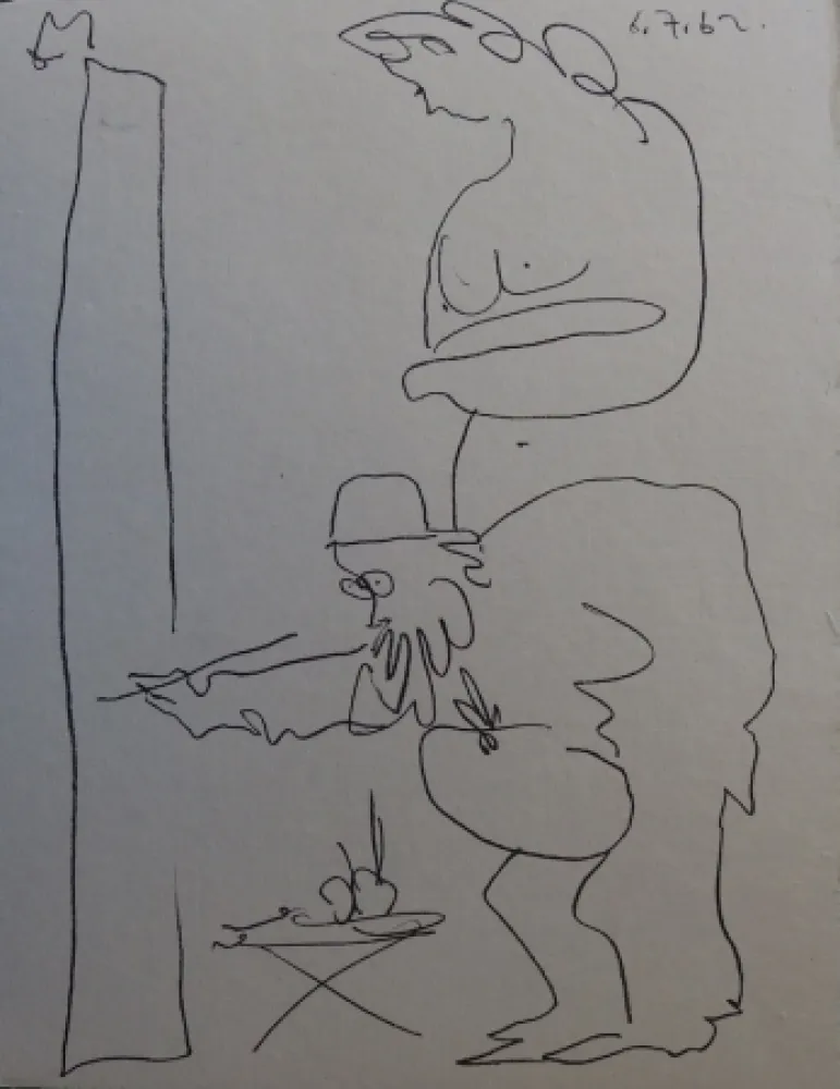 Litografía Picasso - Regards sur Paris - The painter and his model