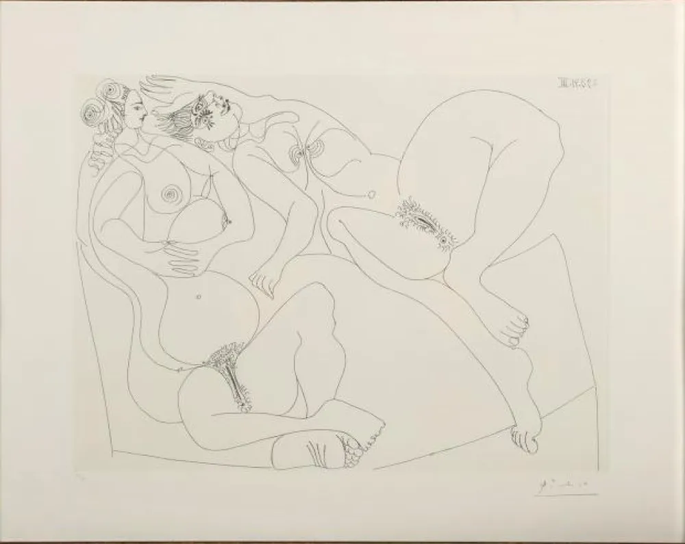Aguafuerte Picasso - Repos. Deux Filles Bavardant
