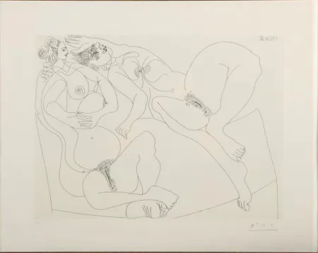 Aguafuerte Picasso - Repos. Deux Filles Bavardant