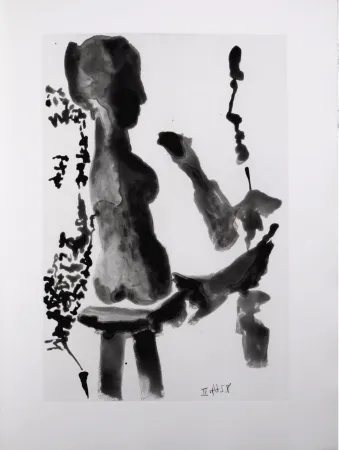 Aguatinta Picasso - Sculpteur devant sa sellette, avec un spectateur barbu, 1966 - A fantastic original etching (Aquatint) by the Master!