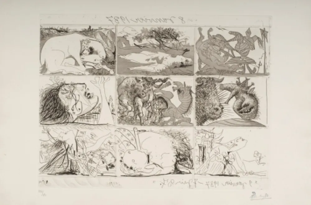 Aguafuerte Y Aguatinta Picasso - Sueno y Mentira de Franco