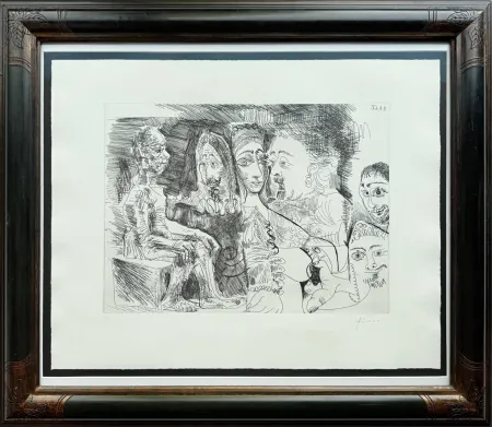 Aguafuerte Picasso - Suite 347, 4 avril 1968, L. 17