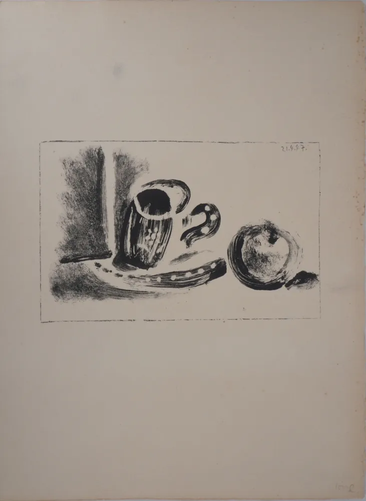 Litografía Picasso - Tasse et pomme
