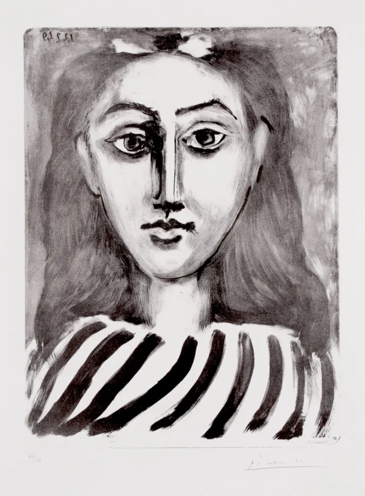 Litografía Picasso - Tête de jeune fille – Portrait de Françoise