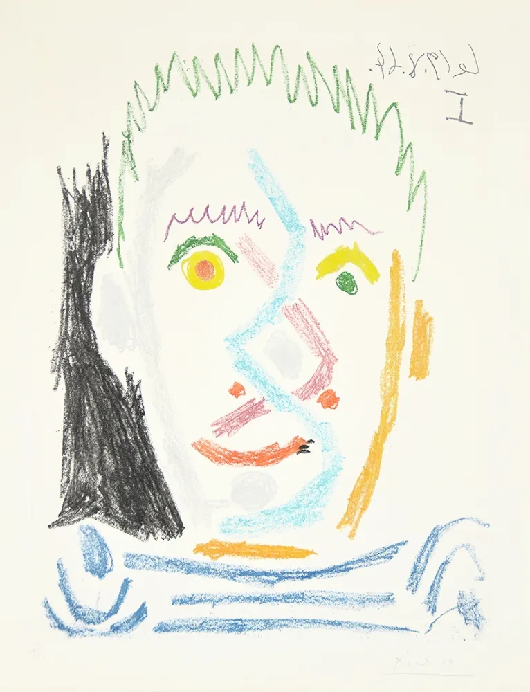 Aguatinta Picasso - Tete d’homme au maillot raye (Man’s Head with Striped Shirt), 1964