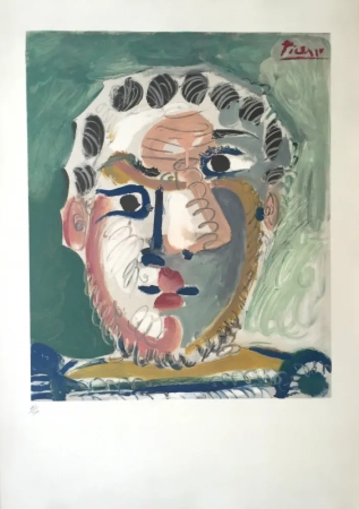 Litografía Picasso - Tete D'homme Bardu