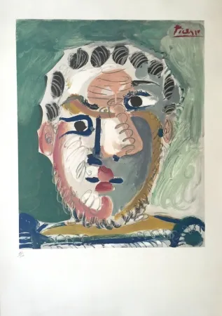 Litografía Picasso - Tete D'homme Bardu