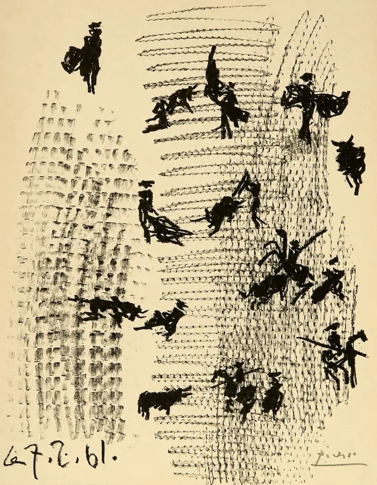 Litografía Picasso - Toros y toreros