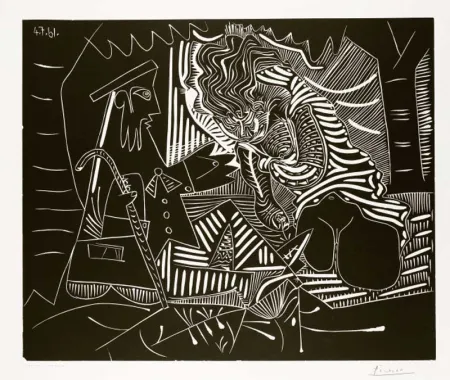 Linograbado Picasso - Variation sur 'Le Déjeuner sur l'herbe'