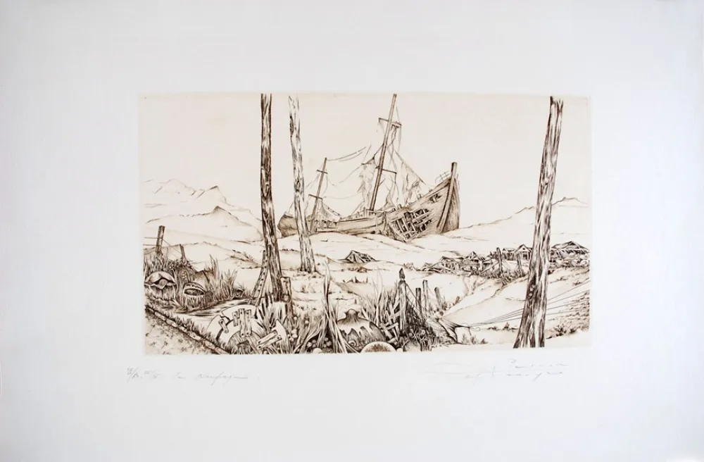 Grabado Pierron - Le Naufrage