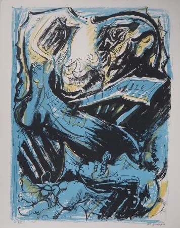 Litografía Pignon - Amoureux : Sérénade à la Guitare