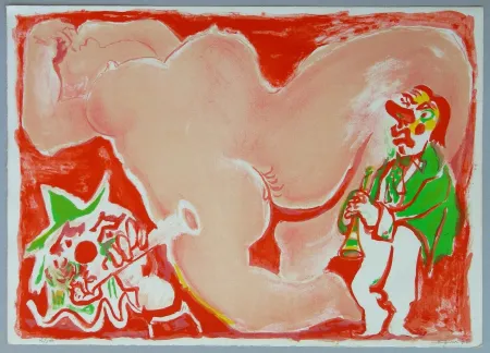 Litografía Pignon - Hommage a Fellini